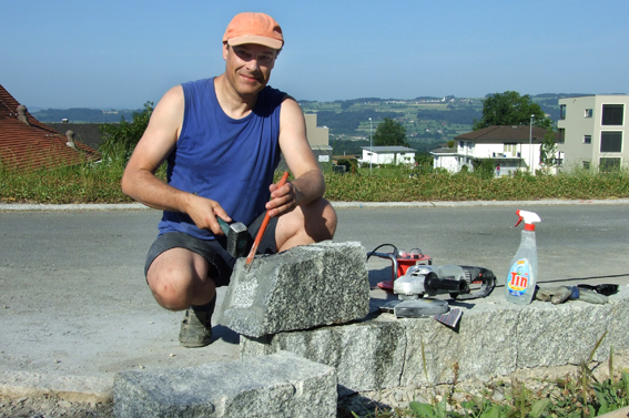 Granitstein-Mauer